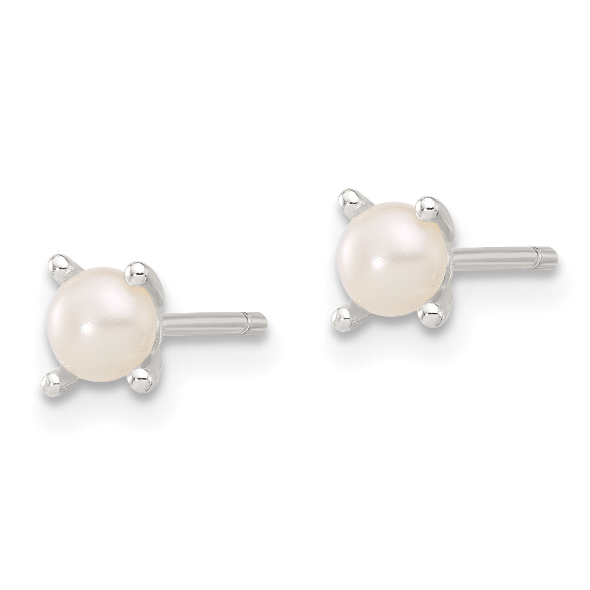 Sterling Silver E-Coating 4mm FWC Pearl Post Earrings Secondary image