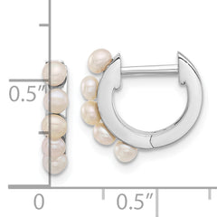Sterling Silver Rhodium-plated 2.5-3mm White Button Freshwater Cultured Pearl Hinged Hoop Earrings