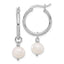 Sterling Silver Rhodium-plated 8-9mm White Near-Round Freshwater Cultured Pearl Dangle Hoop Earrings