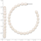Sterling Silver Rhodium-plated 5-6mm White Rice Freshwater Cultured Pearl Post C-Hoop Earrings