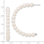 Sterling Silver Rhodium-plated 5-6mm White Semi-Round Freshwater Cultured Pearl Post J-Hoop Earrings
