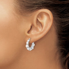 Sterling Silver Rhodium-plated 2-5mm White Button Freshwater Cultured Pearl Round Hoop Earrings