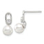 Sterling Silver E-coated Polished 6-7mm Shell Pearl and CZ Post Earrings