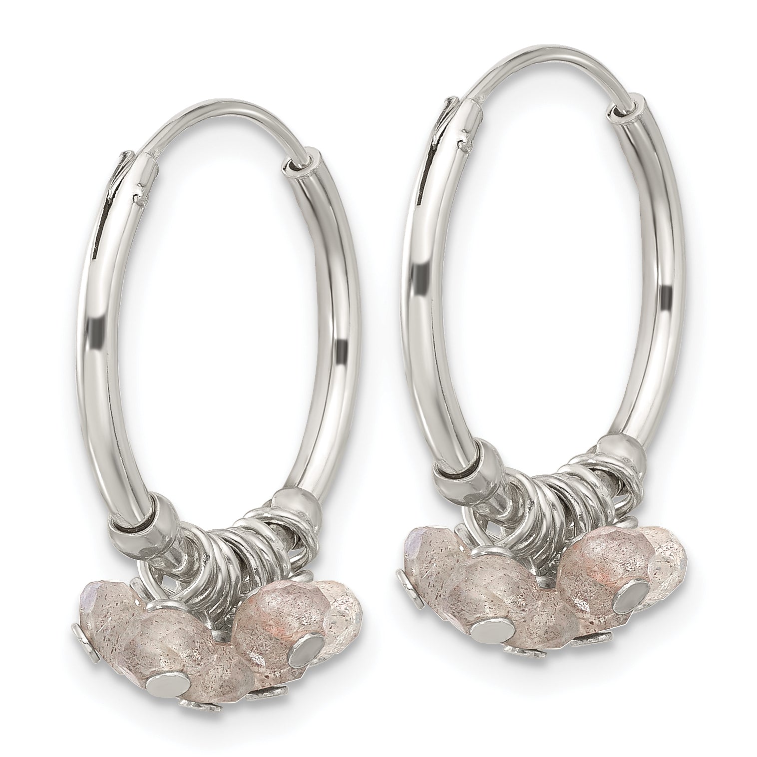 Sterling Silver Polished Labradorite Beaded Endless Round Hoop Earrings Secondary image