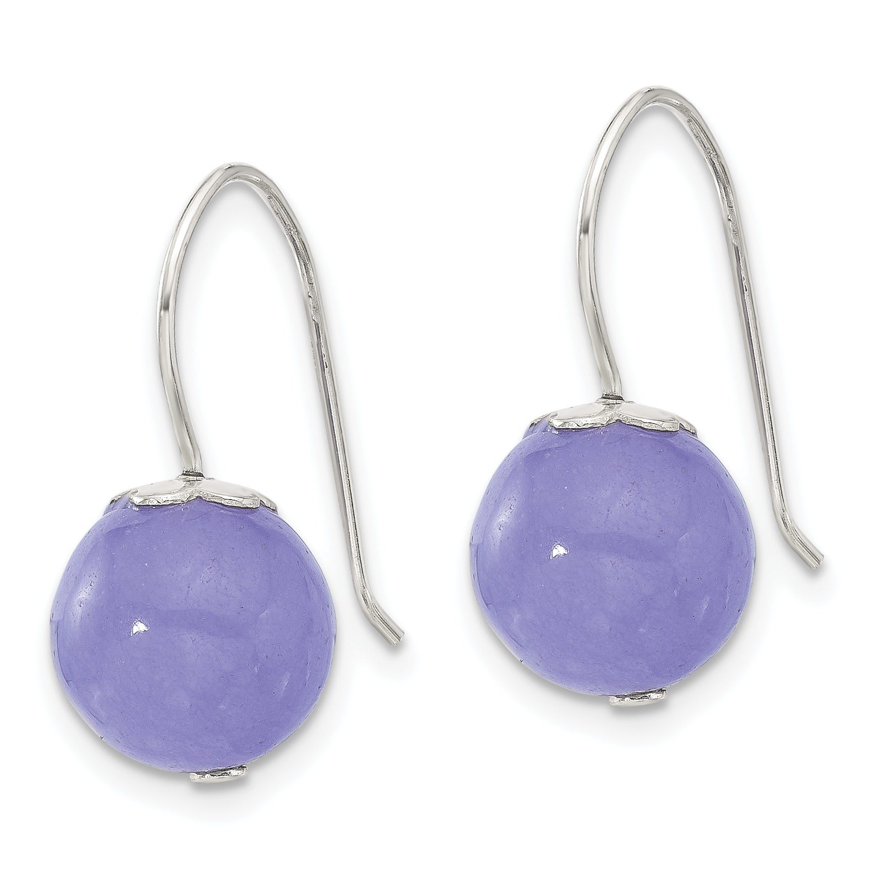 Sterling Silver Polished 10mm Periwinkle Jade Dangle Earrings Secondary image