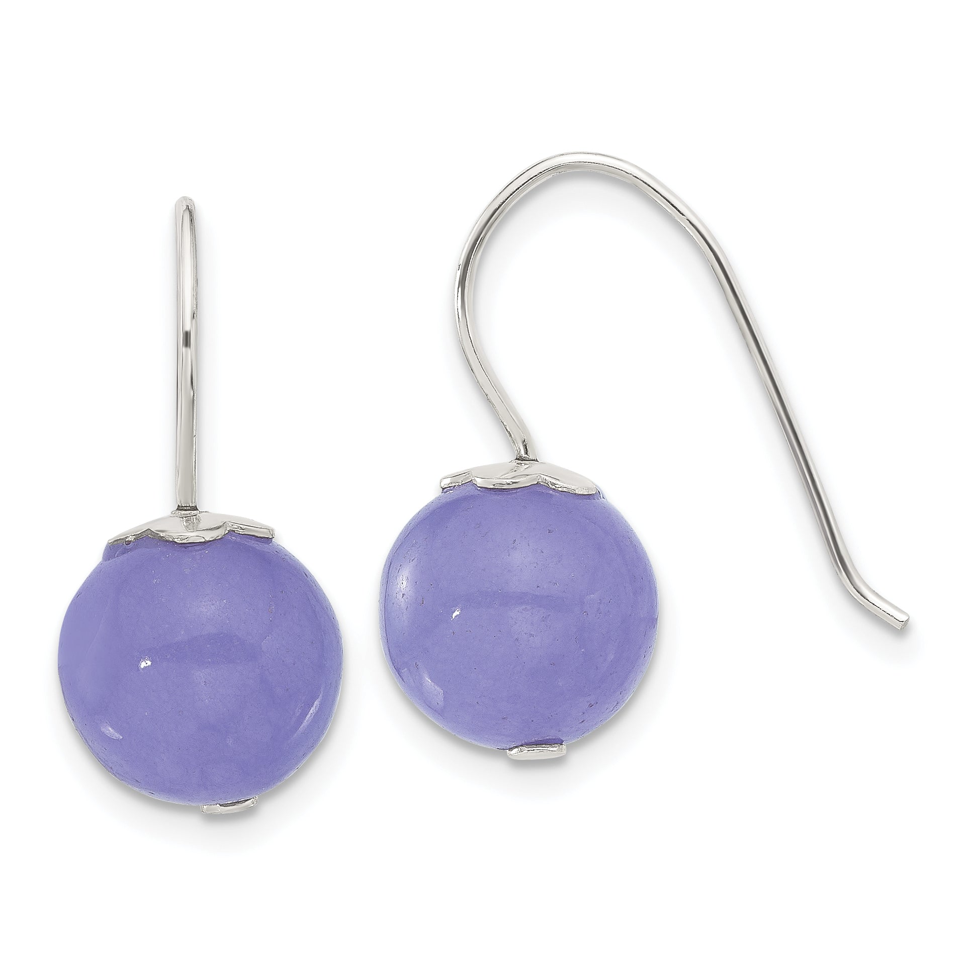 Sterling Silver Polished 10mm Periwinkle Jade Dangle Earrings Main image