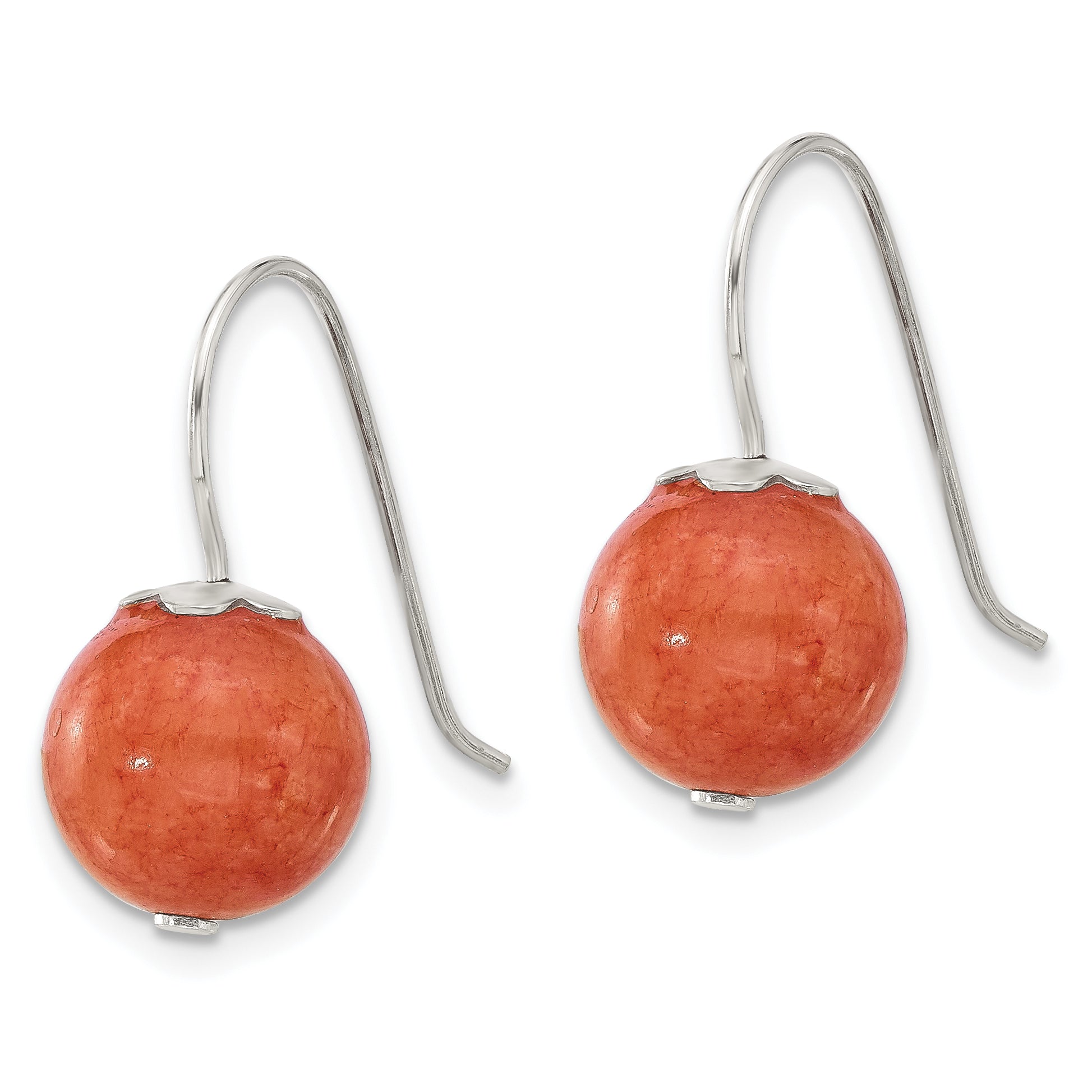Sterling Silver Polished 10mm Orange Quartz Dangle Earrings Secondary image