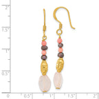 Sterling Silver Gold-plated Black FWC Pearl/Coral/Quartz Dangle Earrings