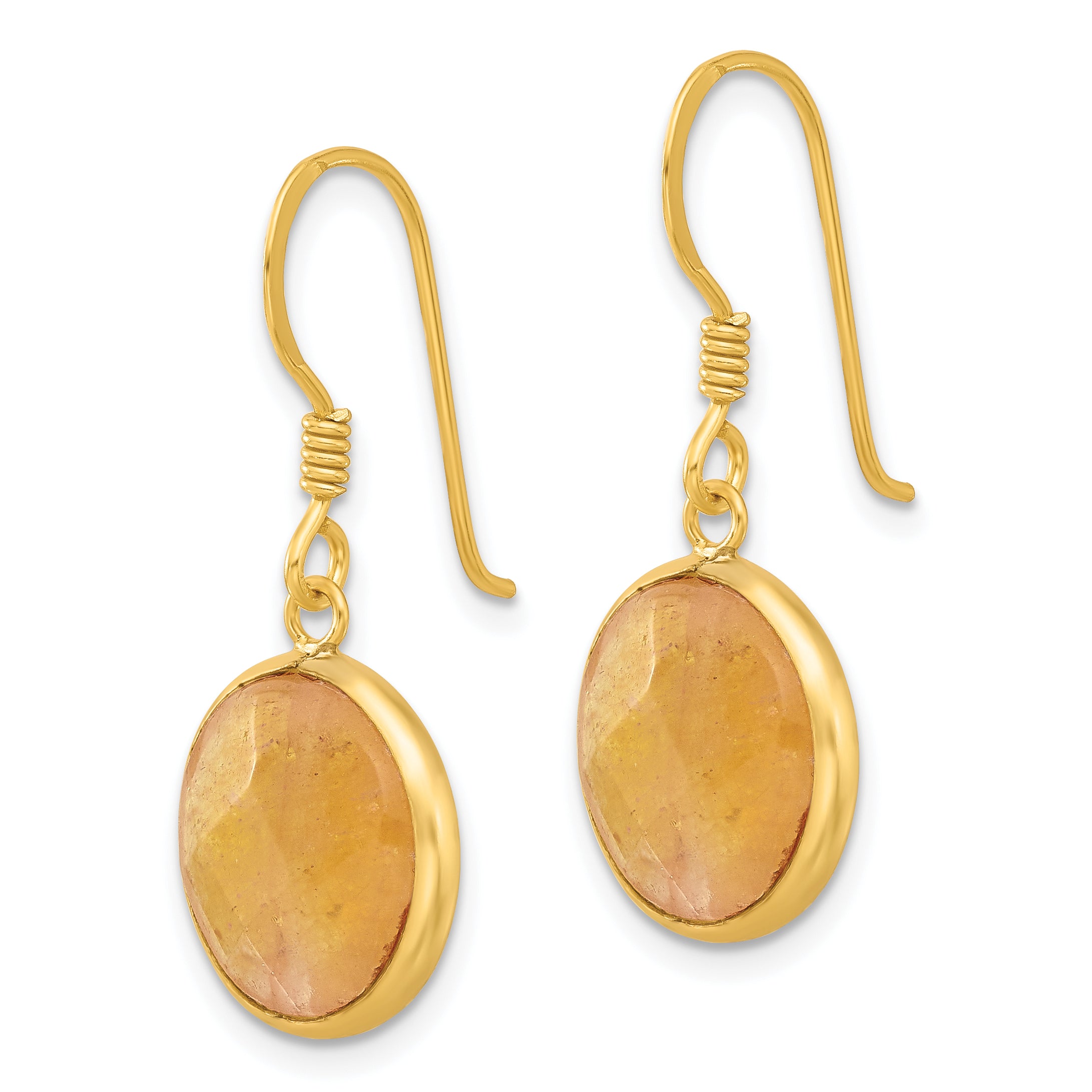 Sterling Silver Gold-plated Polished Round Red Aventurine Dangle Earrings Secondary image