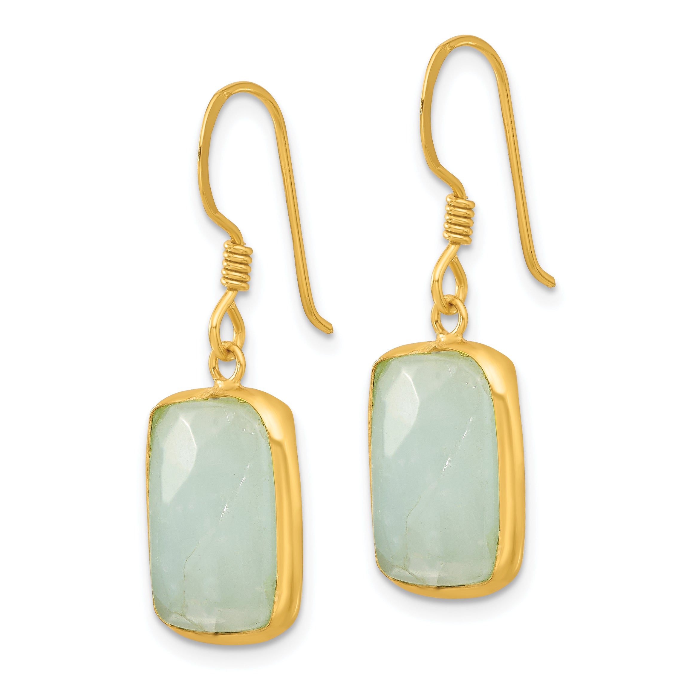 Sterling Silver Gold-plated Polished Rectangular Amazonite Dangle Earrings Secondary image