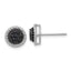 Sterling Silver RH-plated Polished/Twisted Black Spinel Circle Post Earring