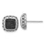 Sterling Silver Rhodium-plated Polished Black Spinel Square Post Earrings