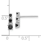 Sterling Silver RH-plated Black Spinel/Created White Sapphire Post Earrings