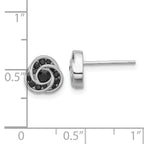 Sterling Silver Rhod-plated Polished Black Spinel Love Knot Post Earrings