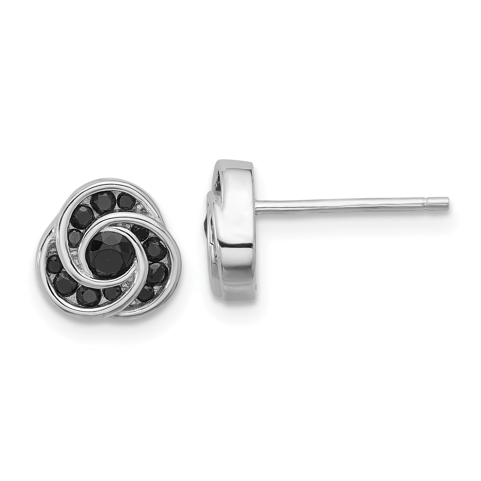 Sterling Silver Rhod-plated Polished Black Spinel Love Knot Post Earrings Main image