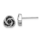 Sterling Silver Rhod-plated Polished Black Spinel Love Knot Post Earrings