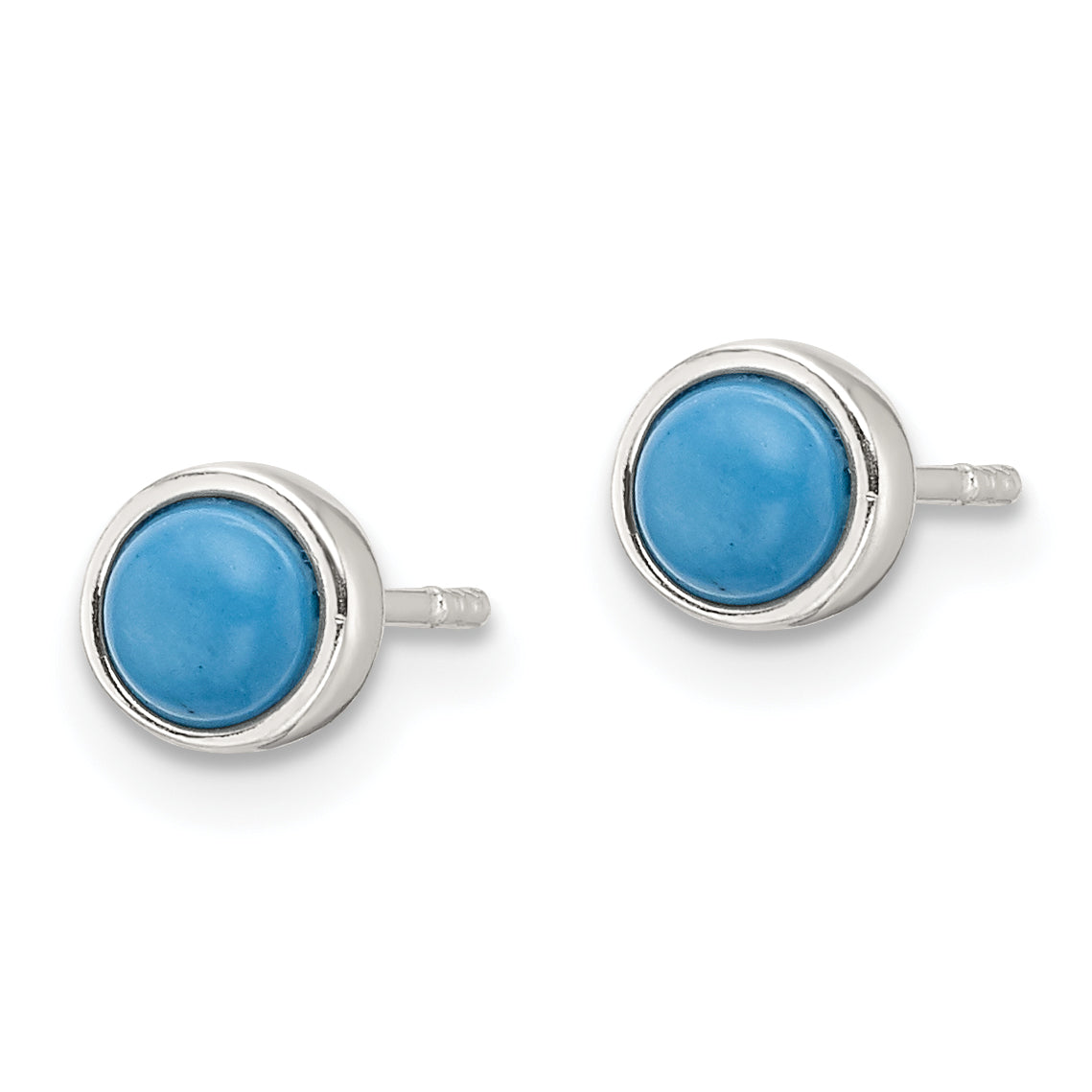 Sterling Silver Polished Turquoise Bezel Stud Earrings Secondary image