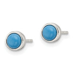 Sterling Silver Polished Turquoise Bezel Stud Earrings
