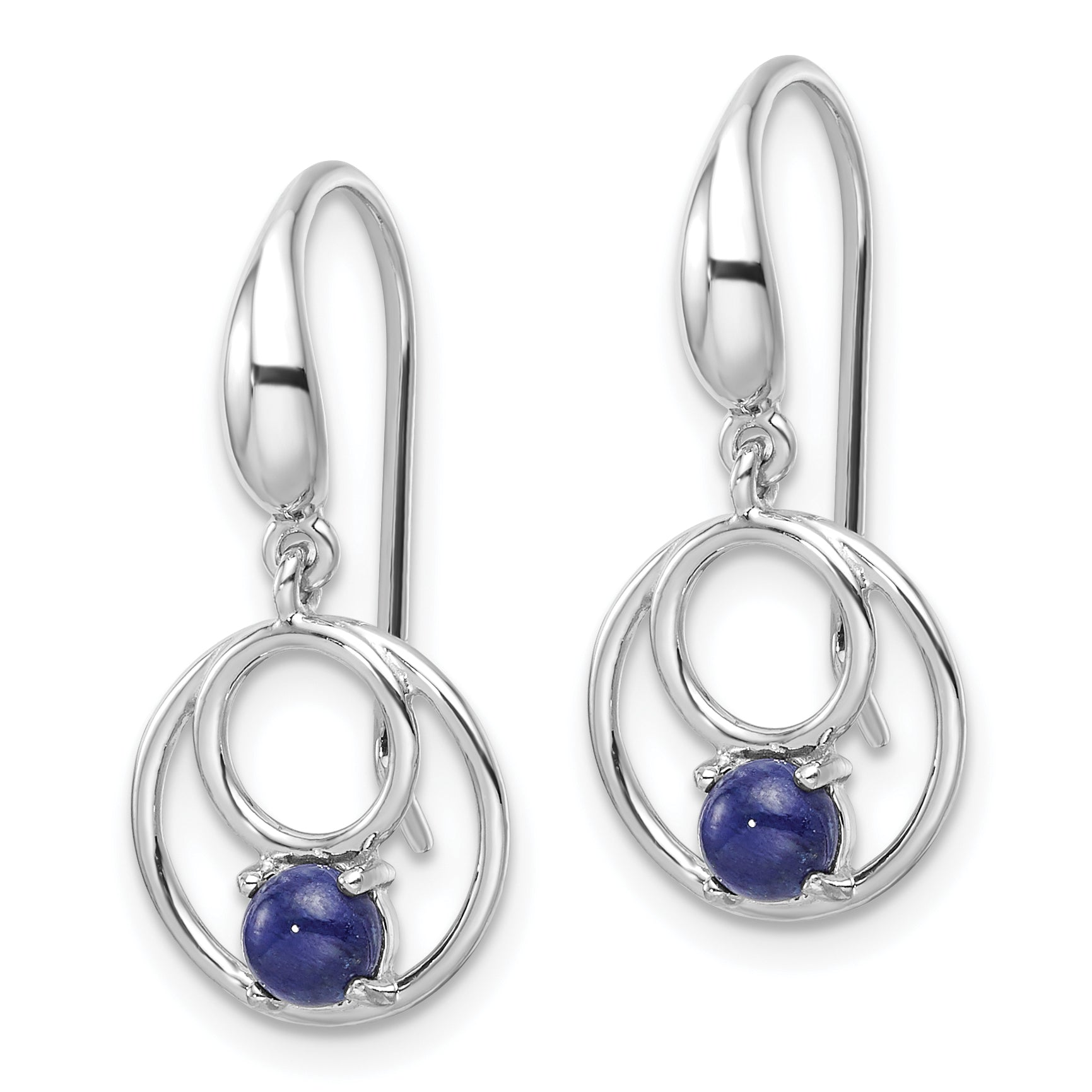 Sterling Silver Rhodium-plated Polished Lapis Circles Dangle Earrings Secondary image