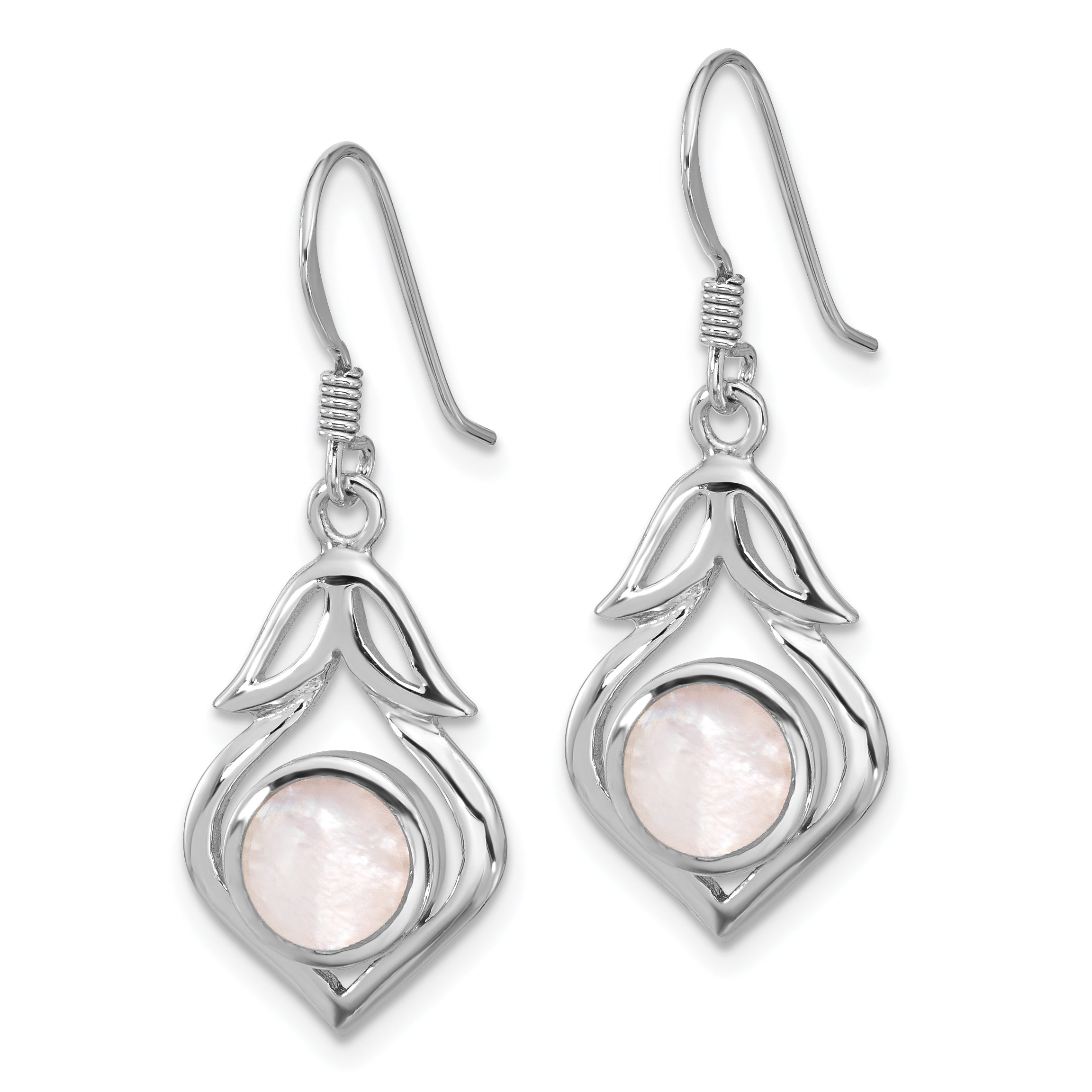 Sterling Silver RH-plated Polished Fancy Mother of Pearl Dangle Earrings Secondary image