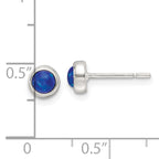 Sterling Silver Polished Blue Cabochon Opal Bezel Stud Earrings