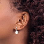 Sterling Silver RH-plated Polished CZ & Created Opal Post Dangle Earrings