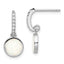 Sterling Silver RH-plated Polished CZ & Created Opal Post Dangle Earrings
