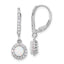 Sterling Silver RH-plated CZ & Cr. Opal Halo Dangle Leverback Earrings