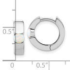 Sterling Silver RH-plated Polished Cr. Opal Hinged Round Hoop Earrings