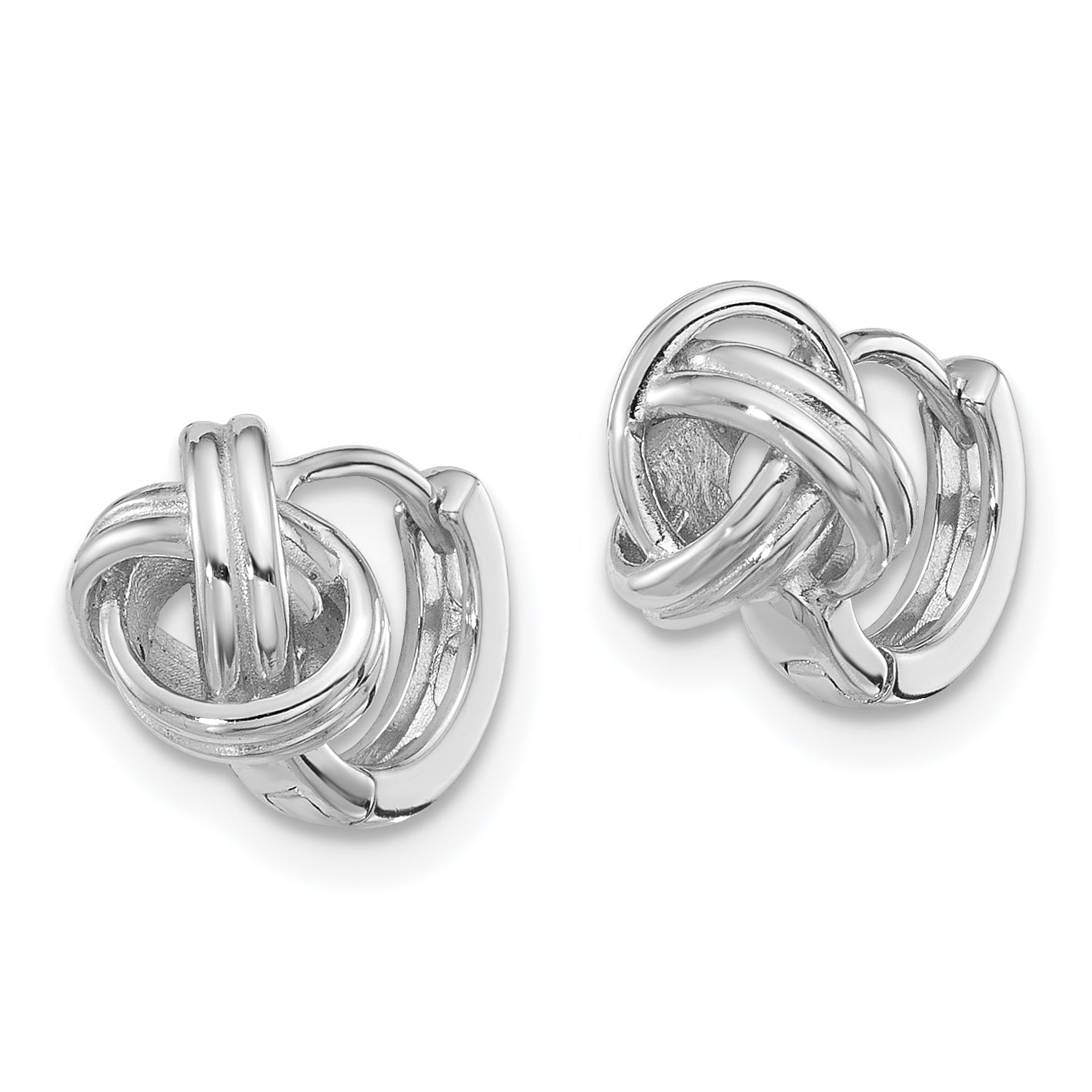 Sterling Silver Rhodium-plated Love Knot Hinged Hoop Earrings Secondary image