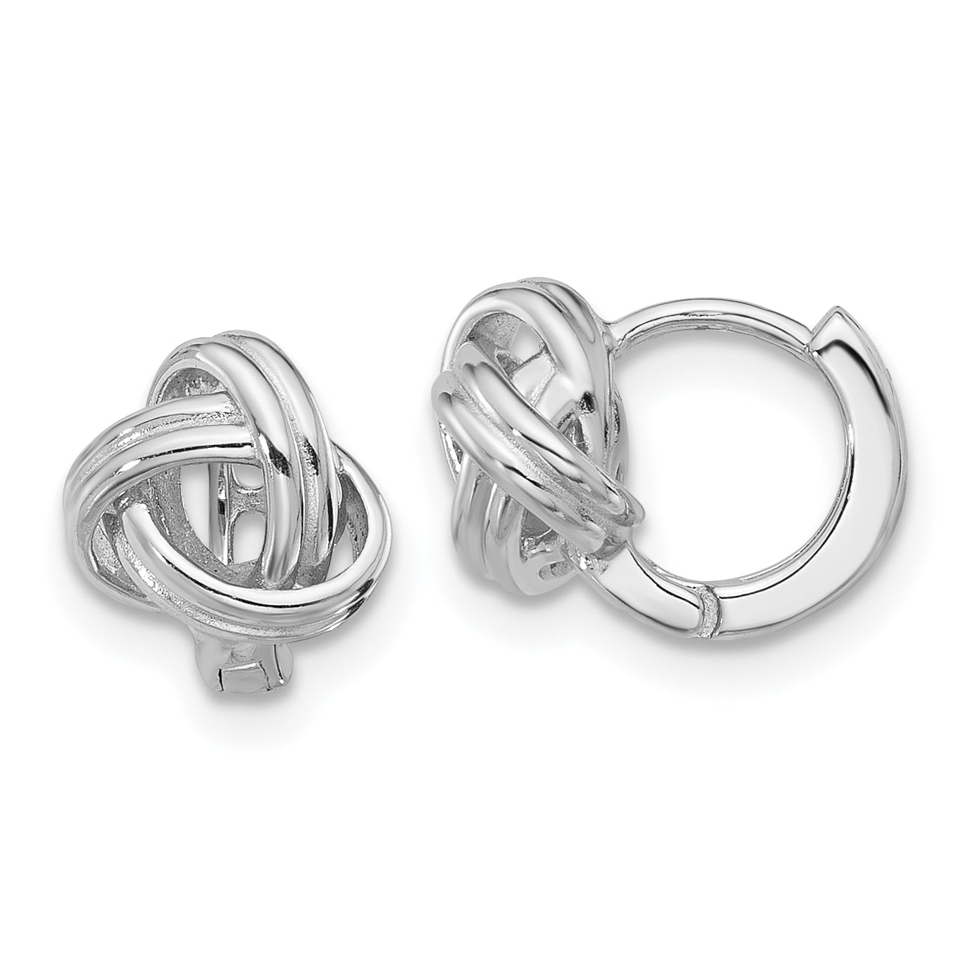Sterling Silver Rhodium-plated Love Knot Hinged Hoop Earrings Main image