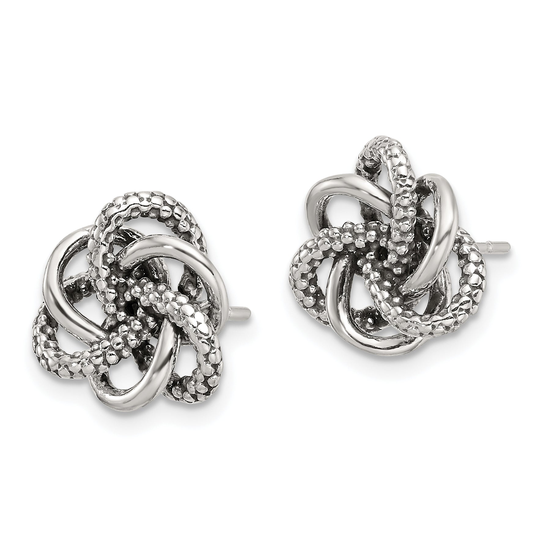 Sterling Silver Antiqued and Polished Love Knot Post Earrings Secondary image