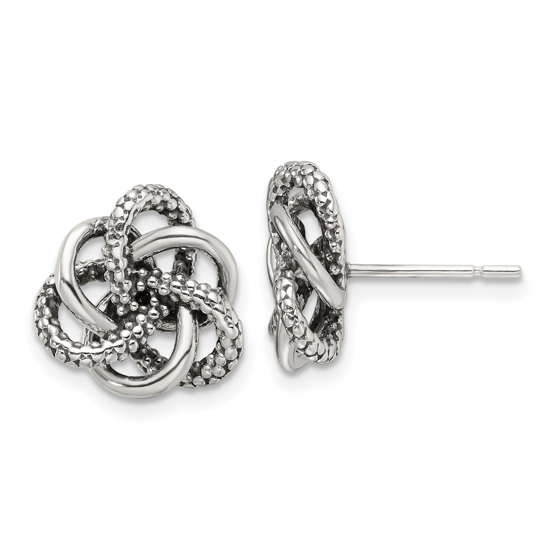 Sterling Silver Antiqued and Polished Love Knot Post Earrings Main image