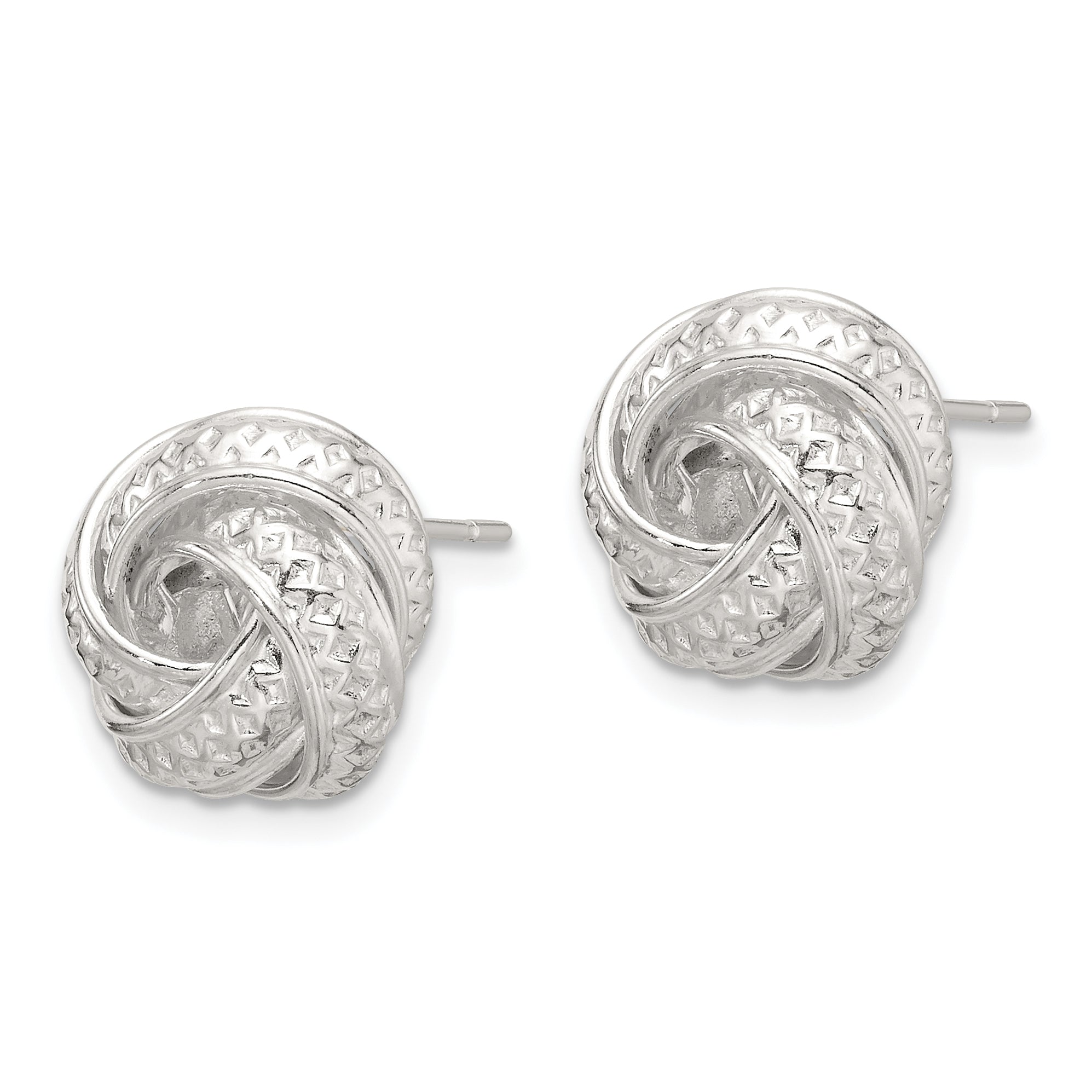 Sterling Silver Polished and Textured Love Knot Post Earrings Secondary image