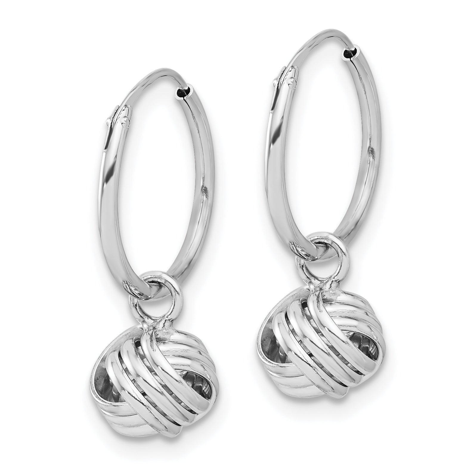 Sterling Silver Rhodium-plated Love Knot Dangle Eternity Hoop Earrings