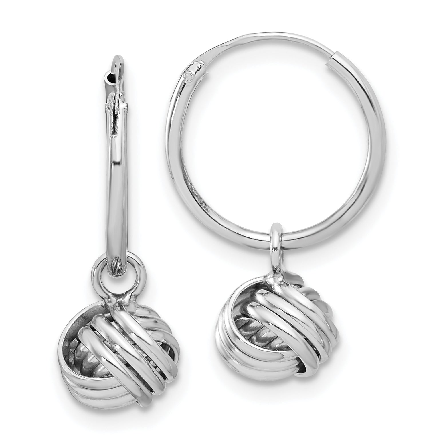 Sterling Silver Rhodium-plated Love Knot Dangle Eternity Hoop Earrings Main image