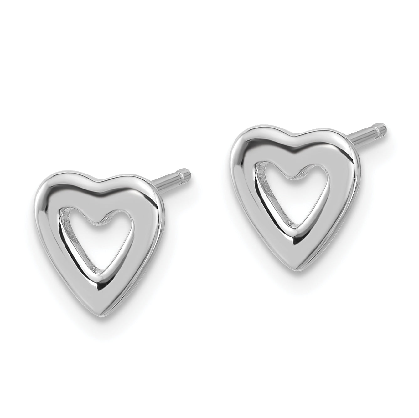 Sterling Silver Rhodium-plated Open Heart Post Earrings Secondary image