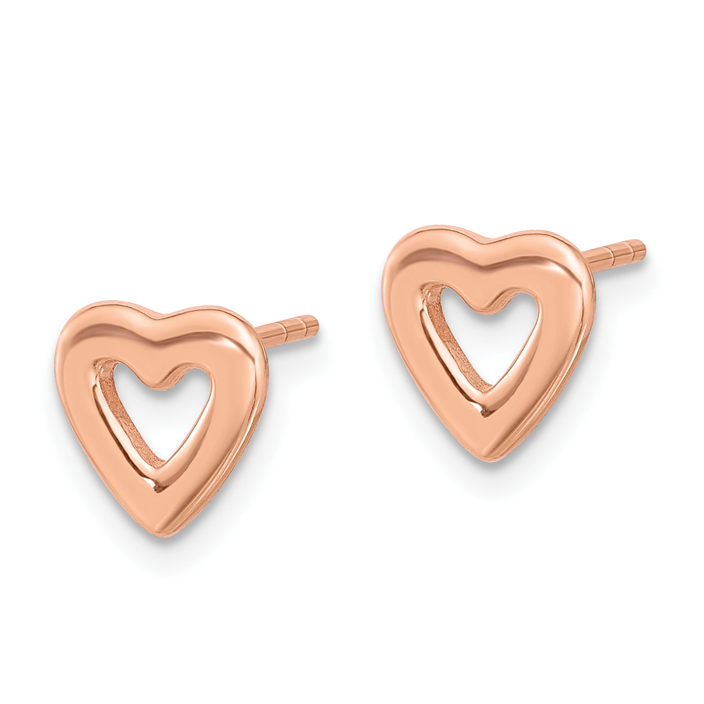 Sterling Silver Rose-tone Open Heart Post Earrings Secondary image