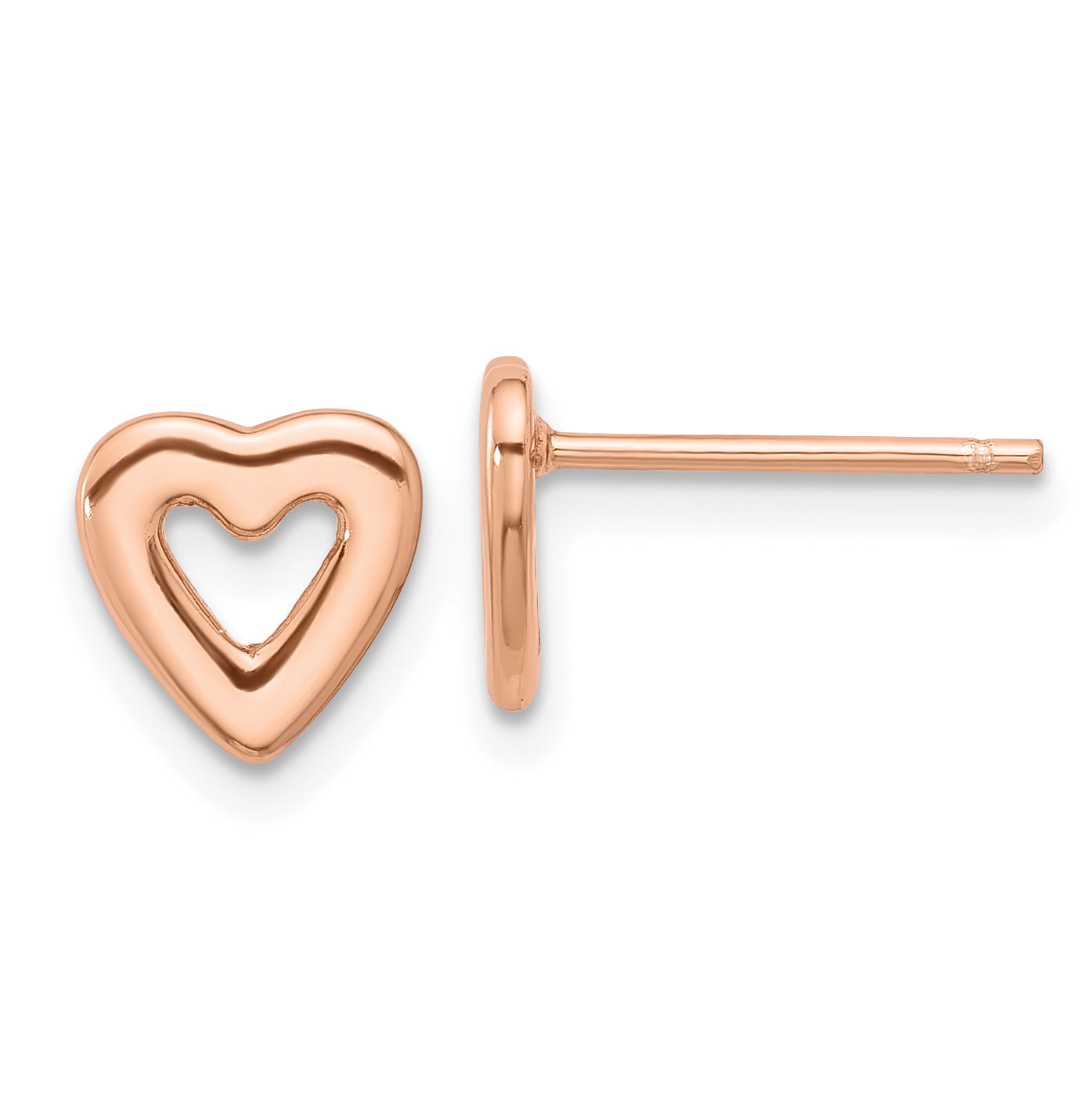 Sterling Silver Rose-tone Open Heart Post Earrings Main image