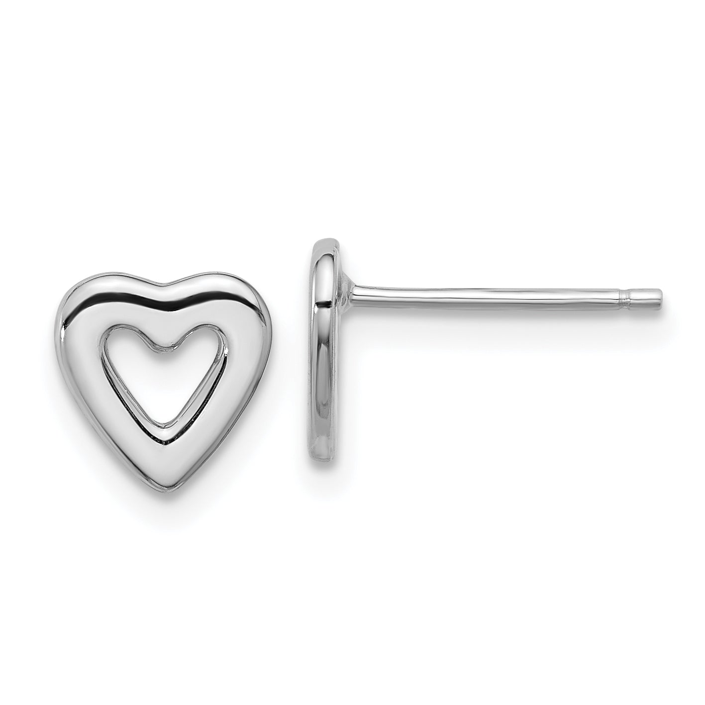 Sterling Silver Rhodium-plated Open Heart Post Earrings Main image