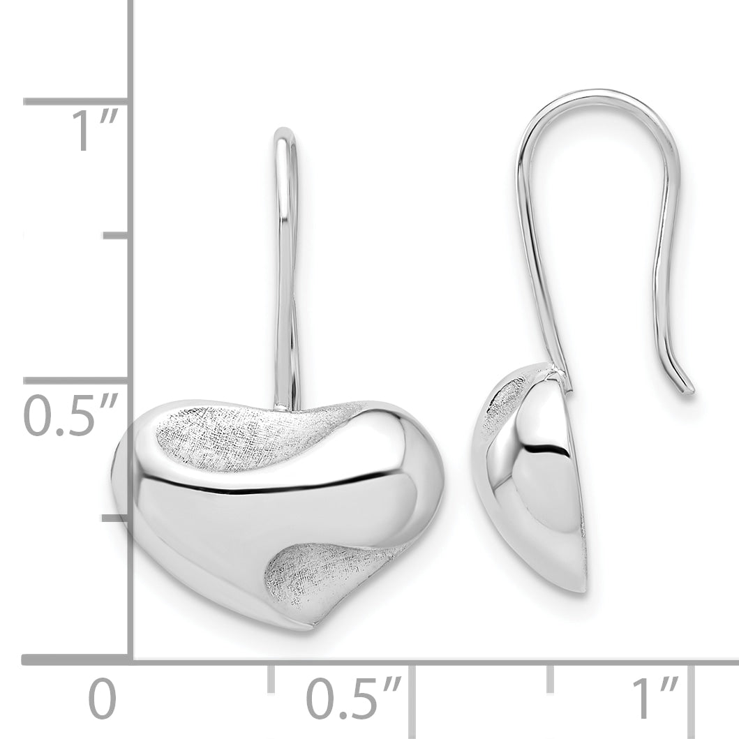 Sterling Silver RH-plated Polished Abstract Heart Wire Earrings