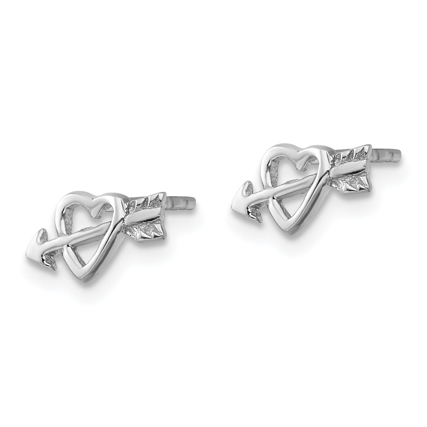 Sterling Silver Rhodium-plated Heart w/Arrow Post Earrings Secondary image