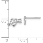 Sterling Silver Rhodium-plated Heart w/Arrow Post Earrings