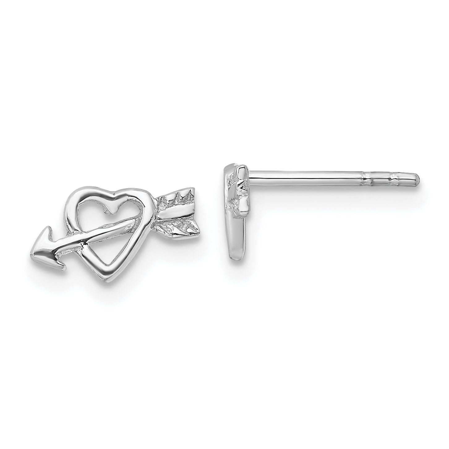 Sterling Silver Rhodium-plated Heart w/Arrow Post Earrings Main image
