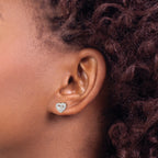 Sterling Silver E-Coating CZ Heart in a Heart Earrings