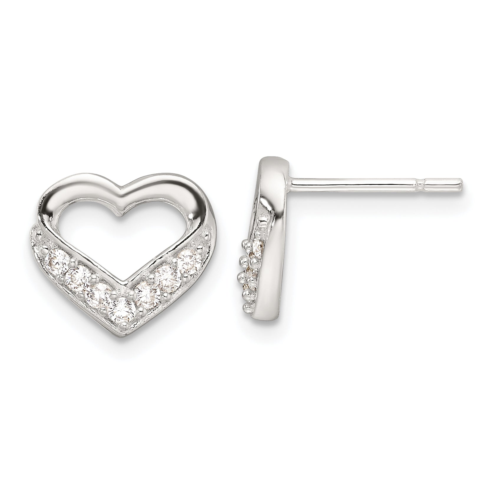 Sterling Silver Polished CZ Heart Post Earrings Main image