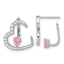 Sterling Silver Rh-plated White and Pink CZ Heart w/ Jacket Post Earrings