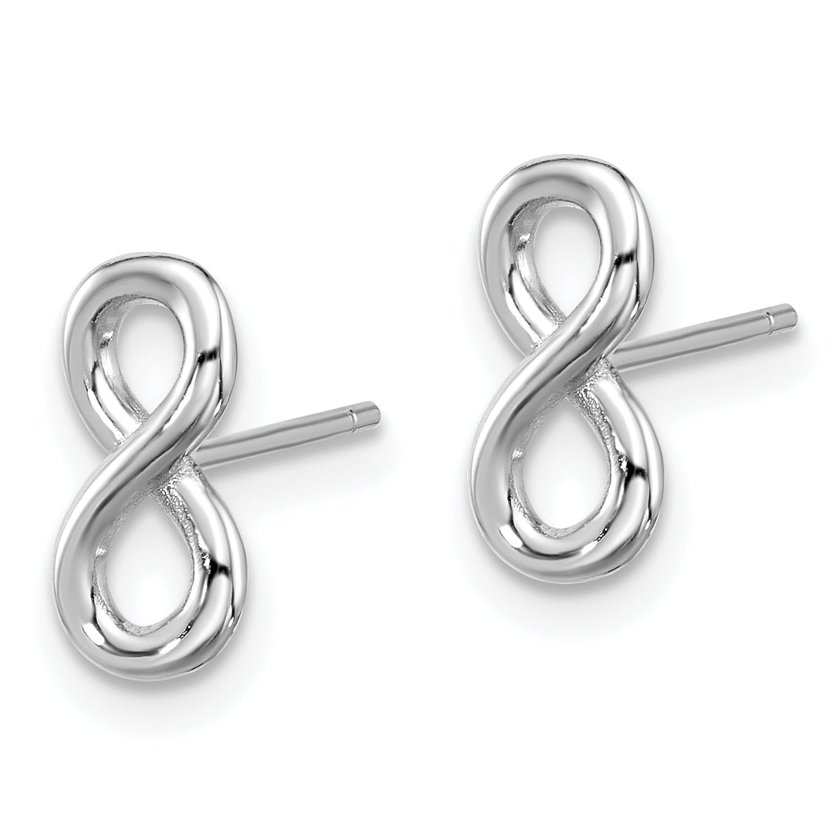 Sterling Silver Rhodium-plated Polished Infinity Post Earrings Secondary image