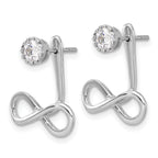 Sterling Silver Rhodium-plated Drop Infinity Jacket CZ Post Earrings