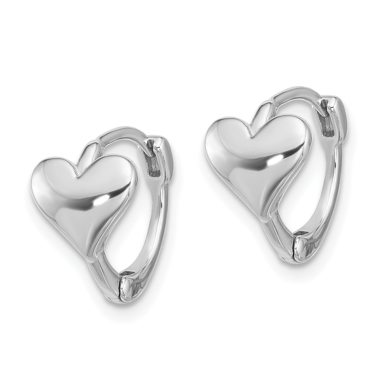 Sterling Silver Rhodium-plated Heart Hinged Hoop Earrings Secondary image
